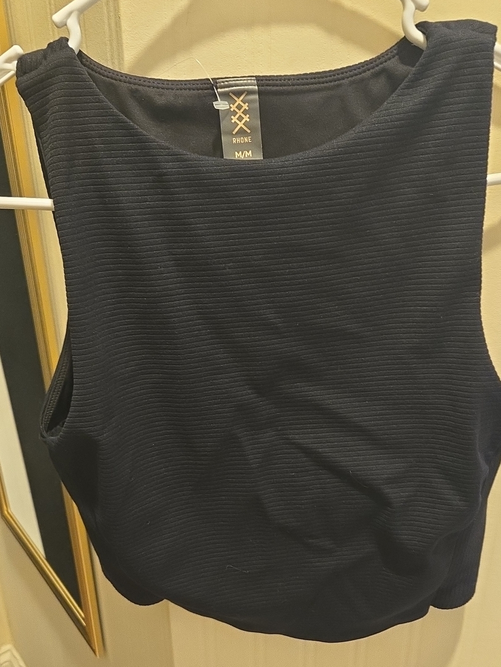 RHONE Black Ribbed High-Neck Tank Top With Built In Bra